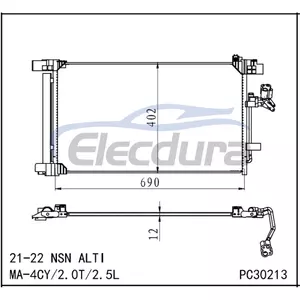 92100-9HE1A Nissan Altima 2021-2022 คอนเดนเซอร์เครื่องปรับอากาศ