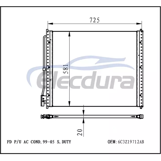 6C3Z19712AB Ford F-250 Super Duty 1999-2007 Skraplacz klimatyzacji