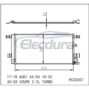 8W0816421C Audi A4 2017-2022 Condensator A/C cu receptor/uscător &Icirc;nălțime aripioare de 5 mm