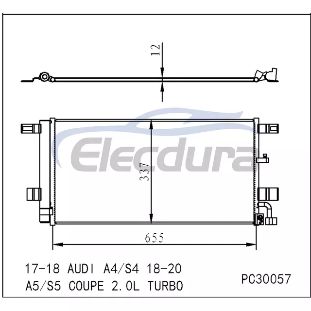 8W0816421C Audi A4 2017-2022 Condensador de A/C con Receptor/Secador Altura de Aleta de 5mm