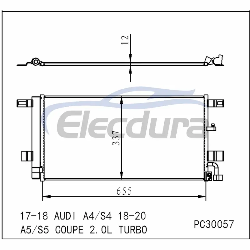 8W0816421C Audi A4 2017-2022 A/C kondenseri Alıcı/Kurutuculu 5mm Kanat Y&uuml;ksekliği