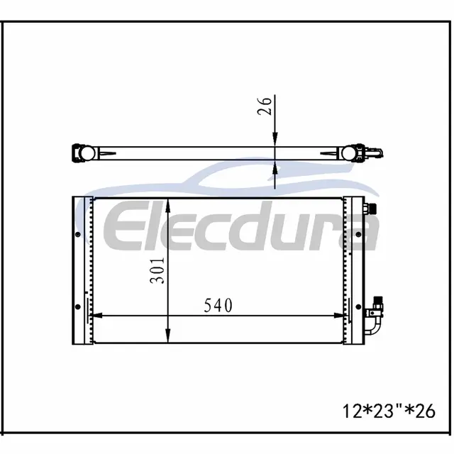Universal A/C-kondensator 12' &times; 23' tommer med 26 mm kerne