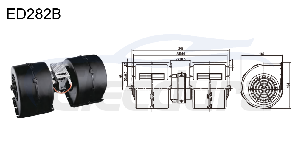 Conjunto de motor soprador 27V 380W HVAC , fluxo de ar de 1000m&sup3;/h