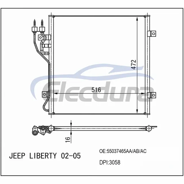 55037465-AA Jeep Liberty แก๊ส-เพียง 2002-2005 คอนเดนเซอร์ A/C