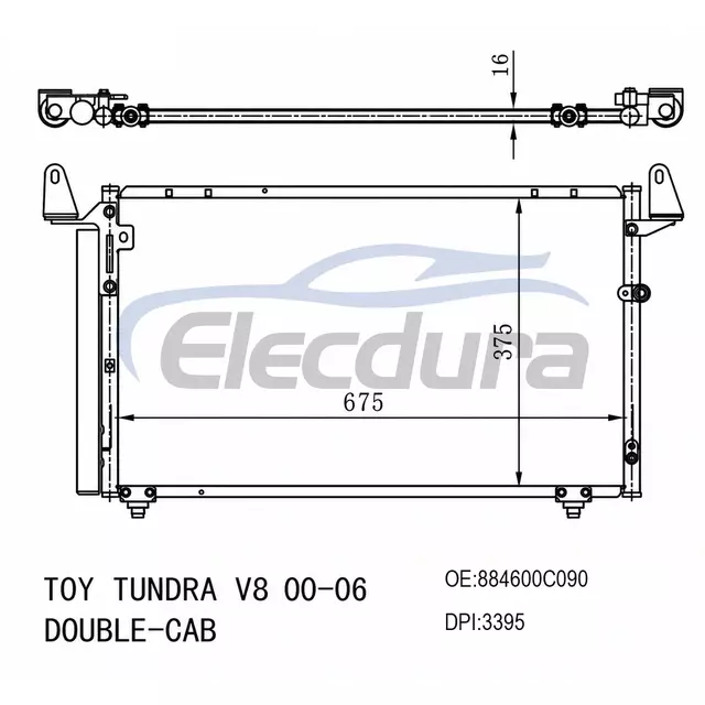 884600C090 토요타 툰드라 더블캡 2000-2006 V8 A/C 콘덴서 어셈블리 16mm 코어