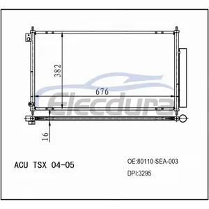 80110SEA003 Honda Acu Tsx 2004-2005 Condensatore A/C