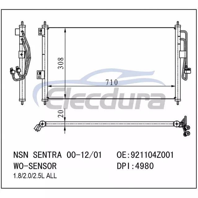 92110-4Z001 Nissan Sentra 2000-2002 A/C kondenz&aacute;tor