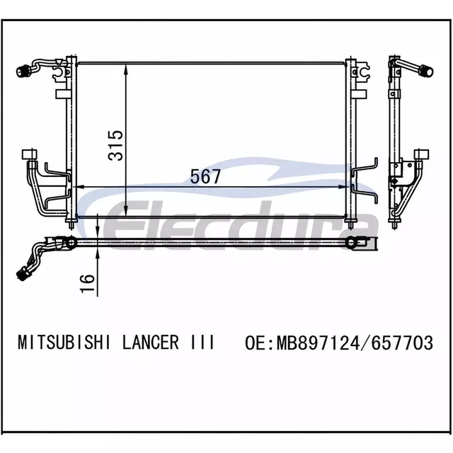 MB897124 Mitsubishi Mirage 1989-1992 Kondensor AC