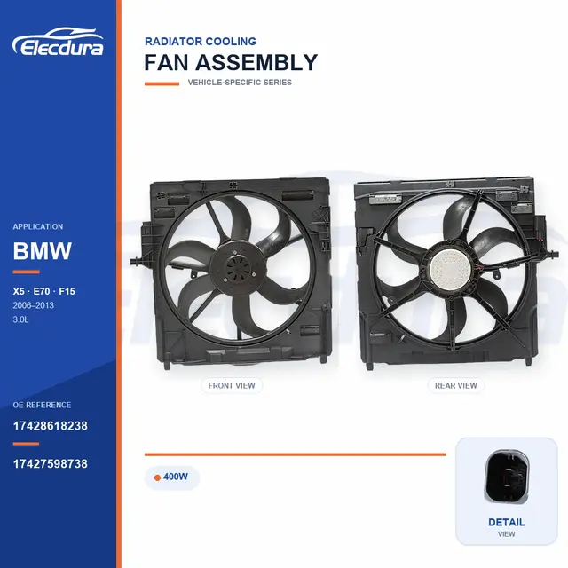Conjunto del ventilador de refrigeraci&oacute;n del radiador para BMW E70 / F15 400W 17428618238 Suministro a granel
