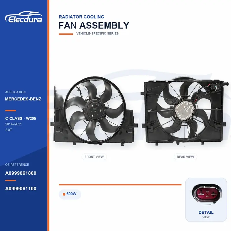 Ensemble ventilateur de refroidissement de radiateur pour Mercedes-Benz W205 600W A0999061800 Approvisionnement en vrac