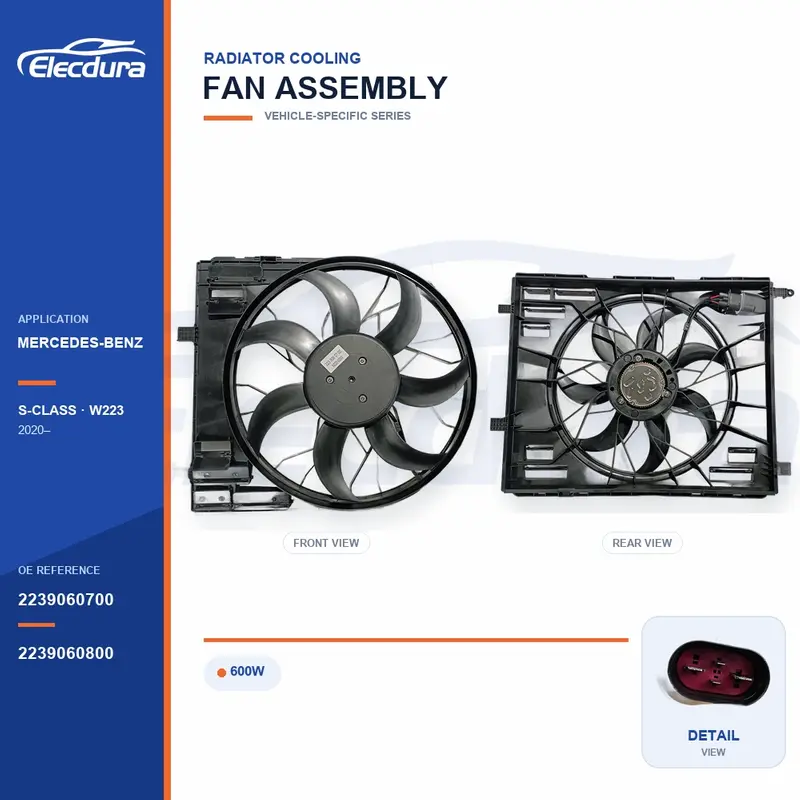 Gruppo ventola di raffreddamento del radiatore per Mercedes-Benz W223 600W 2239060700 Fornitura all'ingrosso