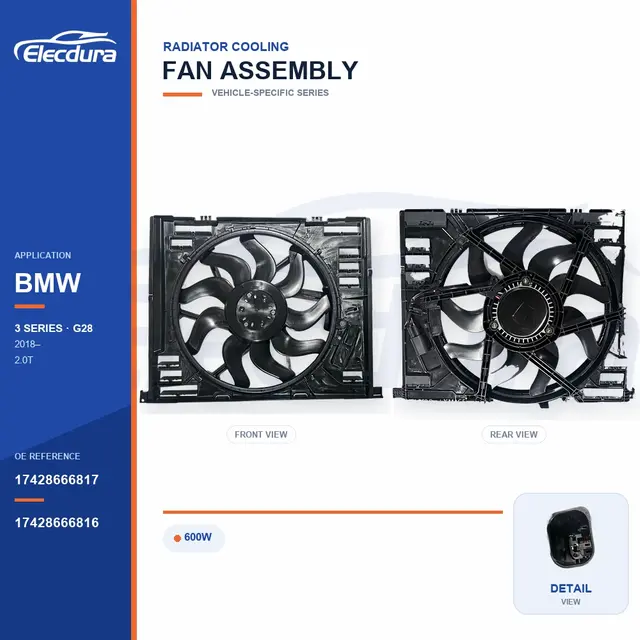 Conjunto del ventilador de refrigeraci&oacute;n del radiador para BMW G28 600W 17428666817 Suministro a granel