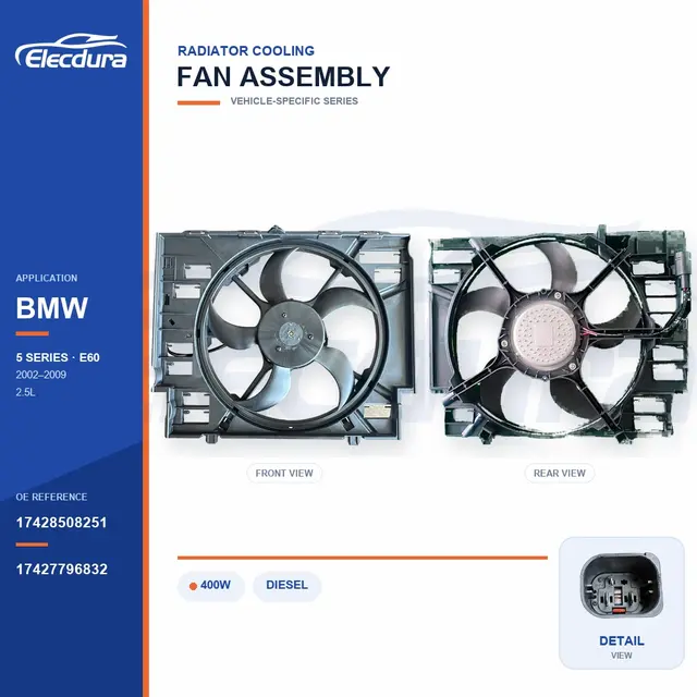 Conjunto del ventilador de refrigeraci&oacute;n del radiador para BMW E60 400W 17428508251 Suministro a granel