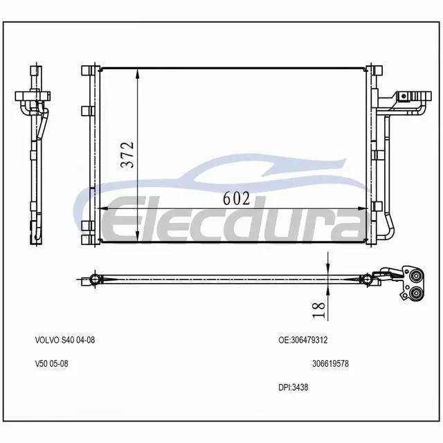 31418515 Volvo S40 2004-2008 Condensador de A/C