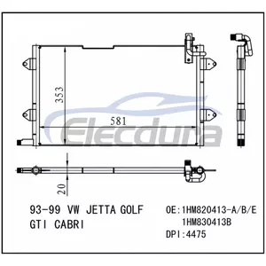 1HM820413-A Volkswagen Jetta Golf Gti Cabri 1993-1999 Aircocondensor