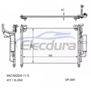 DF7161480A Condensatore aria condizionata Mazda 2 2011-2012