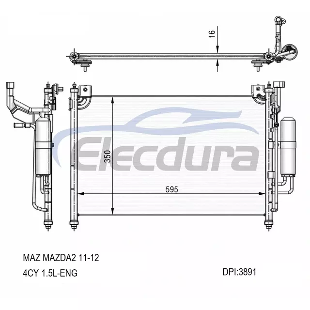 DF7161480A Mazda 2 2011-2012 A/C kondensator
