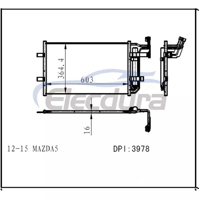 C51361480A Mazda Mazda5 2012-2015 A/C kondenz&aacute;tor