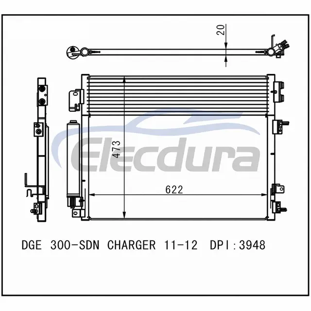 68050132AA Dodge Challenger-3 6 2011-2012 5.7LA/C Condensator 20mm Miez