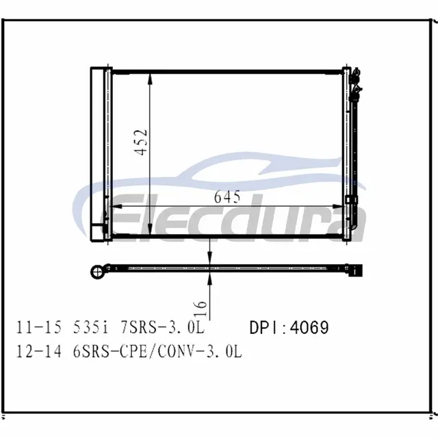 6450.9.391.489 BMW 5 Series F07/F10 2010-2019 Конденсатор кондиционера, высота ребра 8 мм