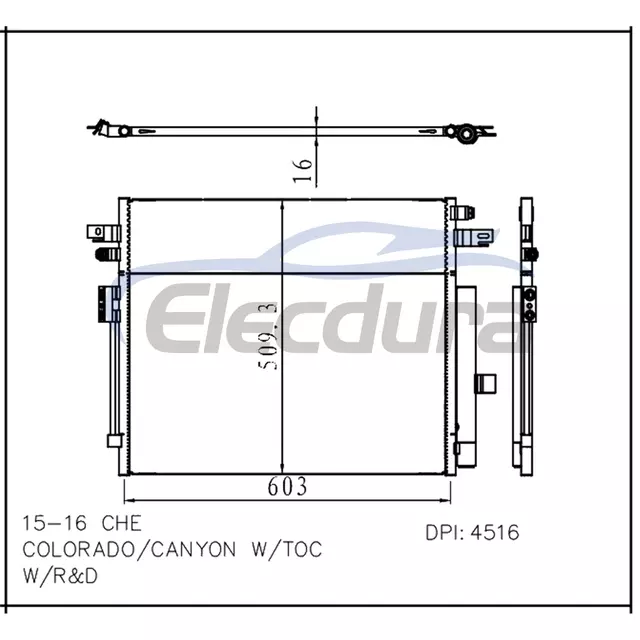 22934949 Chevrolet Colorado 2015-2016 Конденсатор кондиціонера 16 мм сердечник