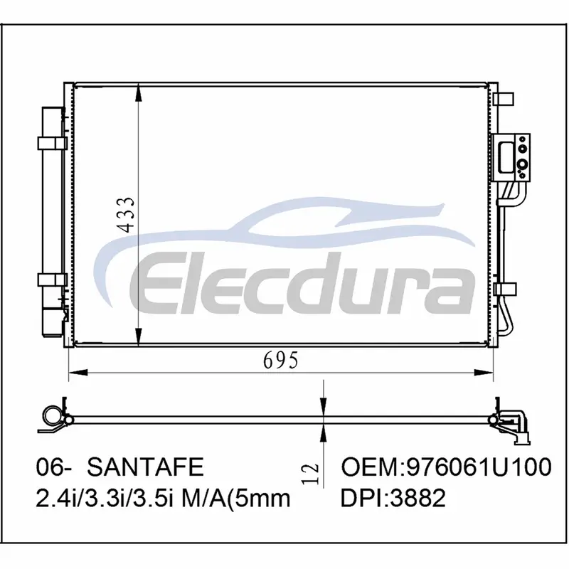976061U100 Hyundai Santafe 2 4i 2006+ Klimakondensator Montage