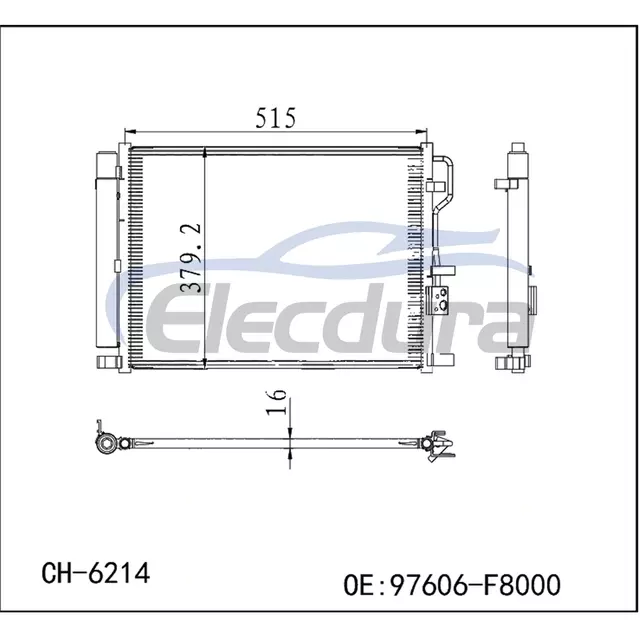 97606F8000 Hyundai Tucson 2015–2022 Klimakondensator, 16 mm Kern