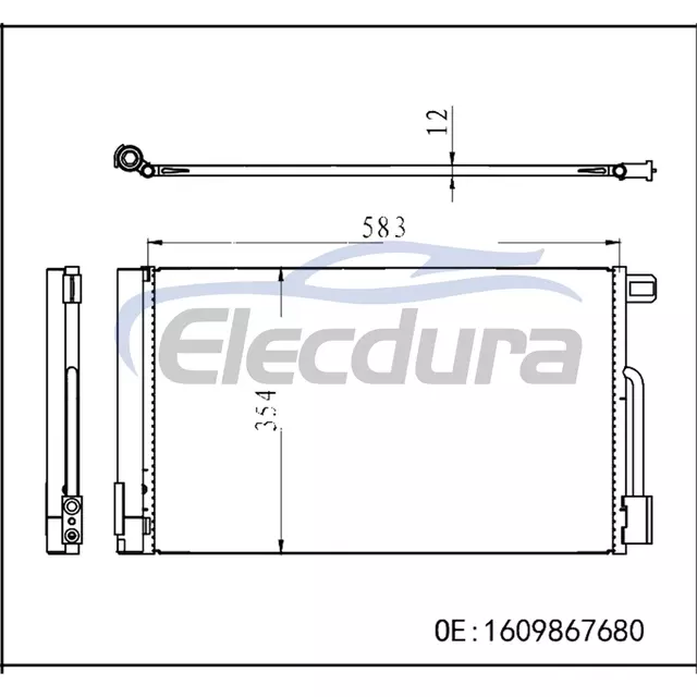 1609867680 Citroen Fiat Punto 199_ 2012–2013 A/C-Kondensator