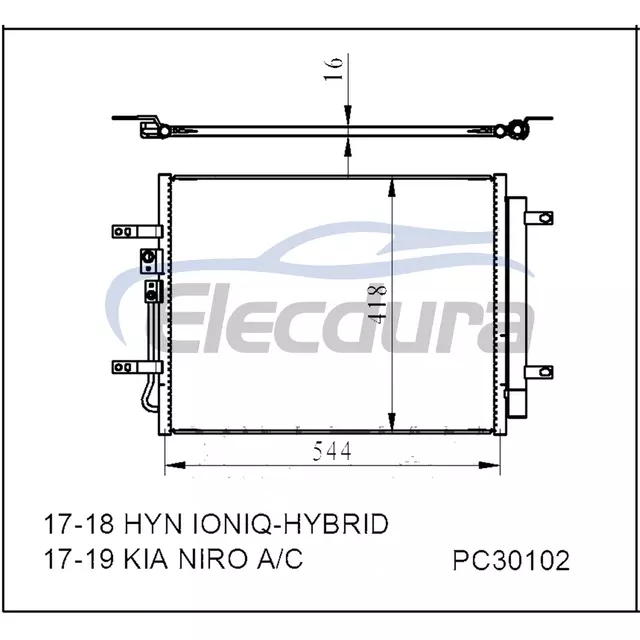 97606G2000 Hyundai Ioniq-Hybrid 2017-2018 HİBRİT Klima Kondenser Komplesi