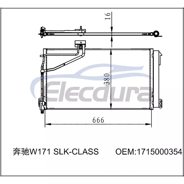 A1715000354 مرسيدس بنز مرسيدس Slk-Class W171 2004-2012 مكثف مكيف الهواء