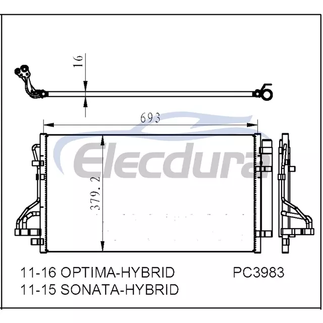 976064R000 Hyundai Optima-Hybrid 2011-2016 HYBRID A/C Sestava kondenz&aacute;toru 16mm j&aacute;dro