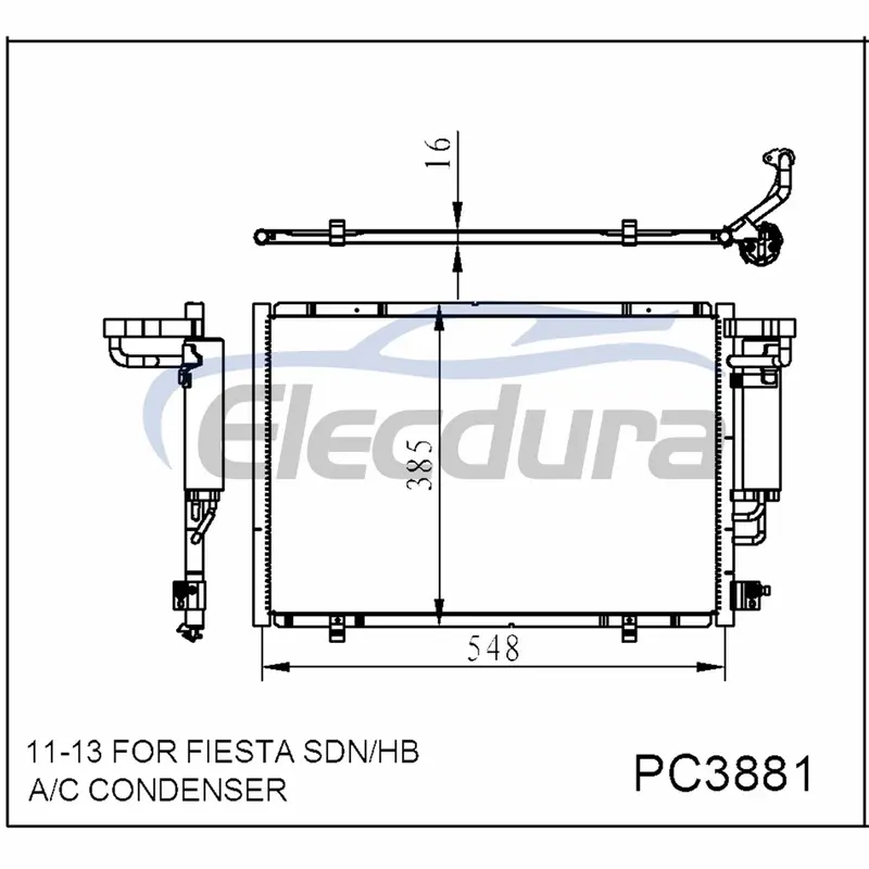 1717509 Ford Fiesta 2011-2013 A/C kondenseri Montaj