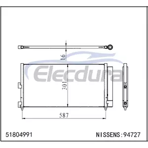 51804991 Condensatore aria condizionata Fiat Punto 2007-2009