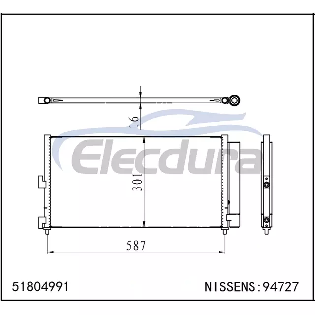 51804991 Fiat Punto 2007-2009 คอนเดนเซอร์เครื่องปรับอากาศ
