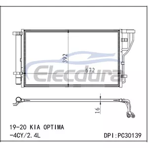97606D5500 Kia Optima 2019-2020 2.4LA/C Kondensor Inti 16mm