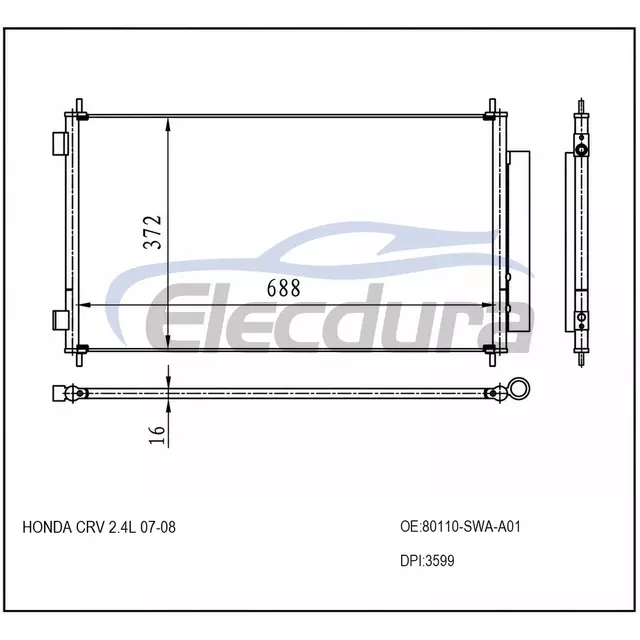 80110SWAA01 Honda Cr-V 2007-2011 2.4LA/C Конденсатор