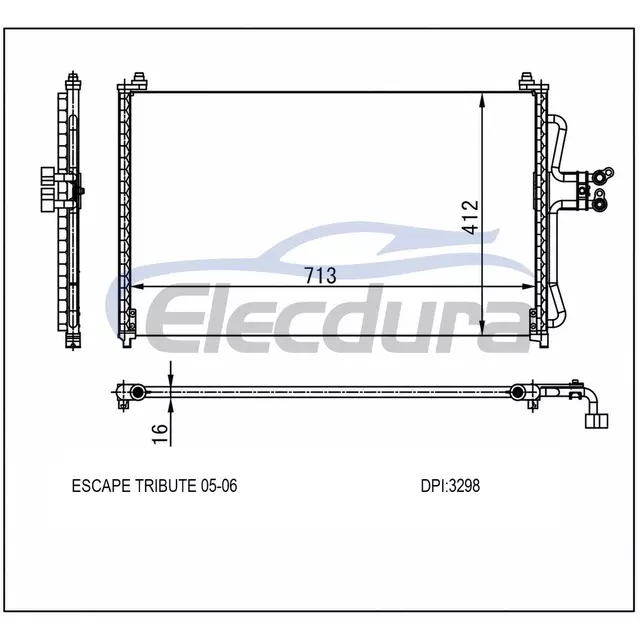 7L8Z19712AA Mazda Escape Tribute 2005-2006 Конденсатор кондиціонера