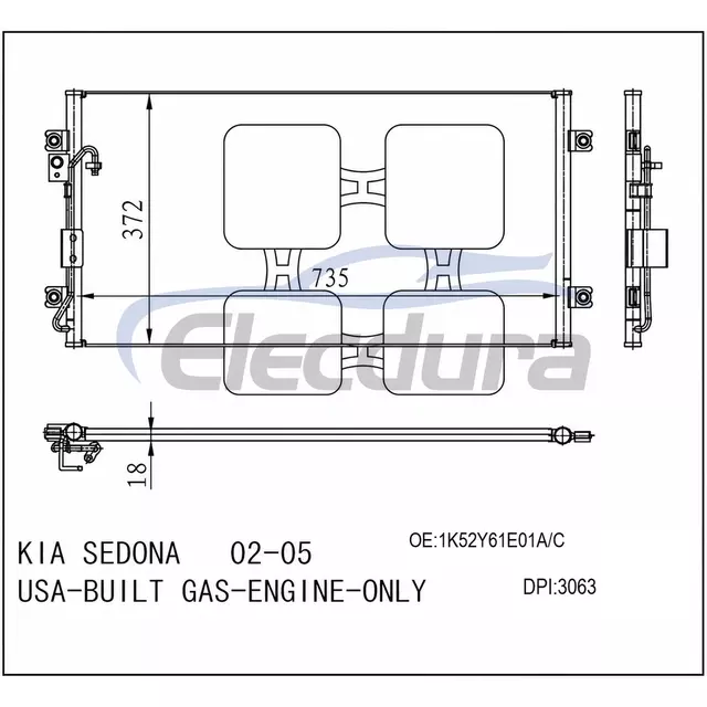 1K52Y61E01A Kia Sedona 2002-2005 Klima Kondansat&ouml;r&uuml;