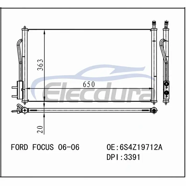6S4Z19712A フォード フォーカス 2006+ A/Cコンデンサー