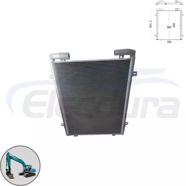 Radiatore dell'olio idraulico in alluminio premium YN05P00035S002 per escavatore Kobelco SK210-6E, fornitura all'ingrosso di componenti pesanti.