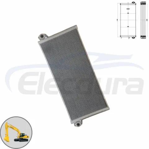 Komatsu PC400-8 PC450-8 hydraulische oliekoeler 208-03-76110 kernweergave voor groothandelsleveranciers en bulkorderdistributeurs.