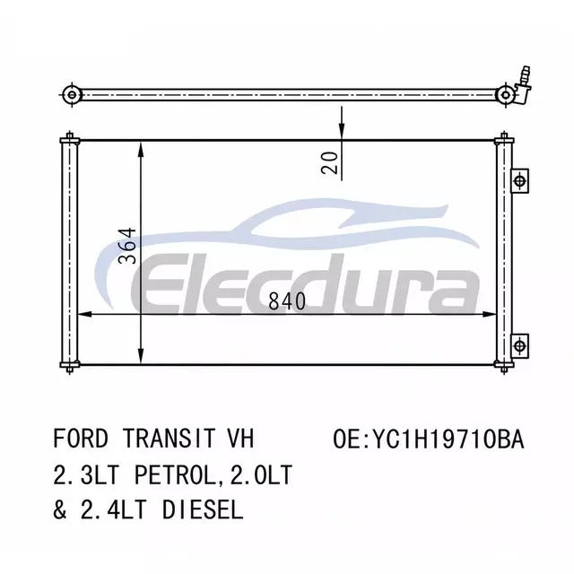 YC1H19710BA Skraplacz klimatyzacji Ford Transit Vh 2 3 l benzyna
