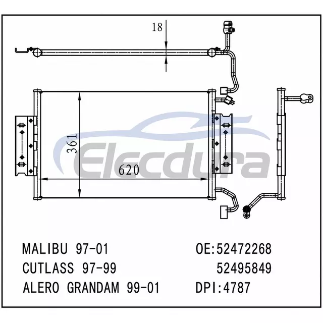 52472268 Chevrolet Malibu 1997-2001 Rakitan Kondensor A/C