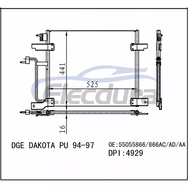 55055866 Dodge Dakota Pu Valed 1994-1997 Skraplacz klimatyzacji