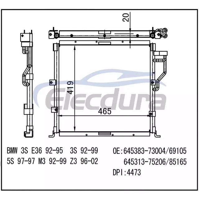 64531385165 Condensatore aria condizionata BMW 318i (E36) 1991-1999