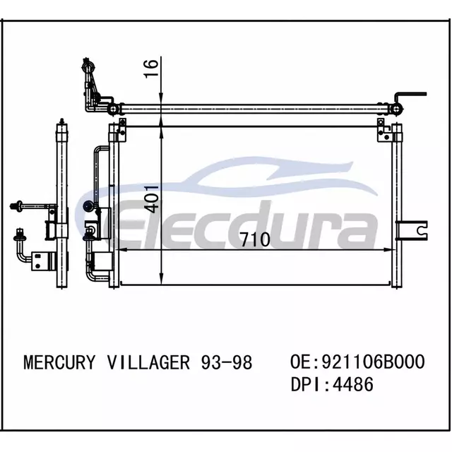 921106B000 Condensador de aire acondicionado Mercury Villager 1993-1998