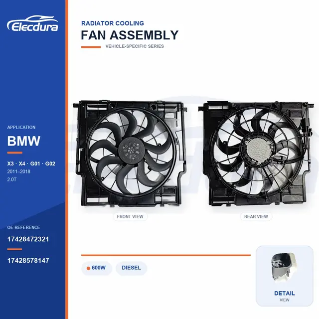 Hűtőventil&aacute;tor-egys&eacute;g a k&ouml;vetkezőh&ouml;z: BMW G01 / G02 600W 17428472321 T&ouml;meges sz&aacute;ll&iacute;t&aacute;s
