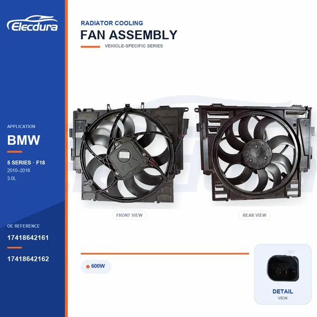 Conjunto del ventilador de refrigeraci&oacute;n del radiador para BMW F18 600W 17418642161 Suministro a granel