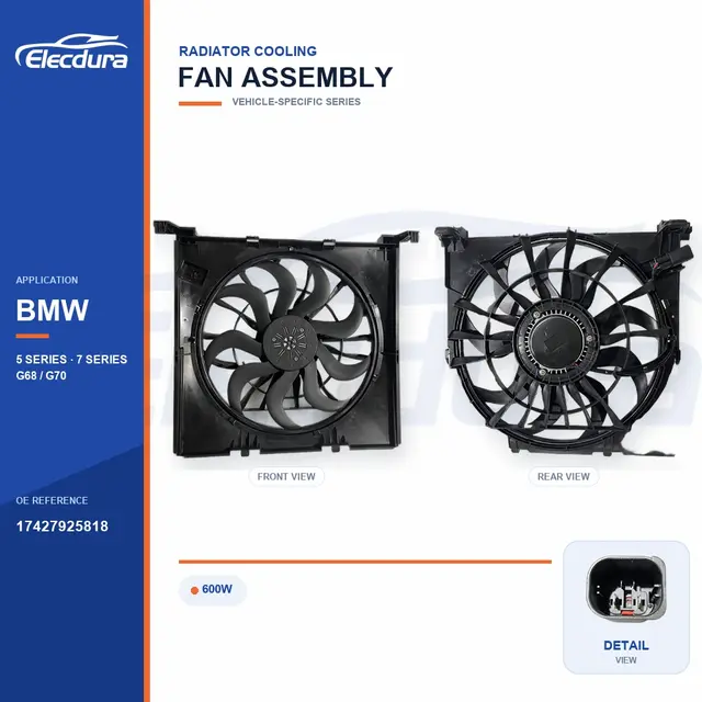 Conjunto del ventilador de refrigeraci&oacute;n del radiador para BMW G68 / G70 600W 17427925818 Suministro a granel