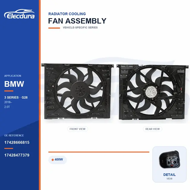 Conjunto da ventoinha de arrefecimento do radiador para BMW G28 400W 17428666815 Fornecimento em massa